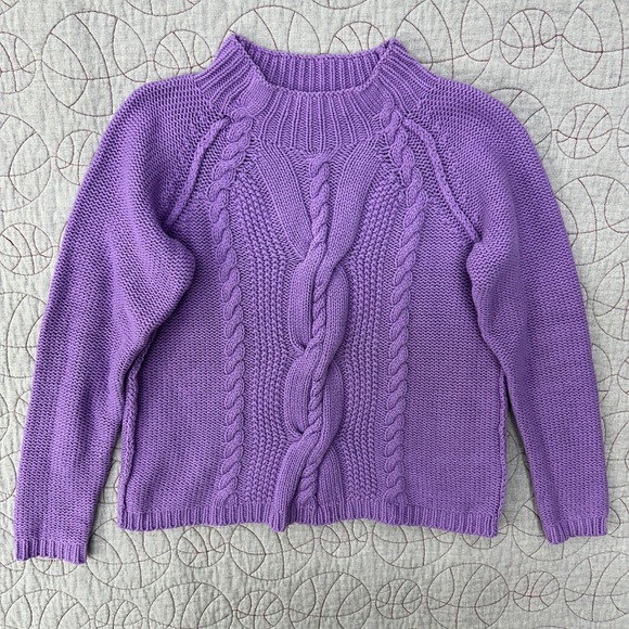 J. Jill Sweaters - J. Jill Sweater Purple Cable Knit Mock Neck /‎ Womens Small